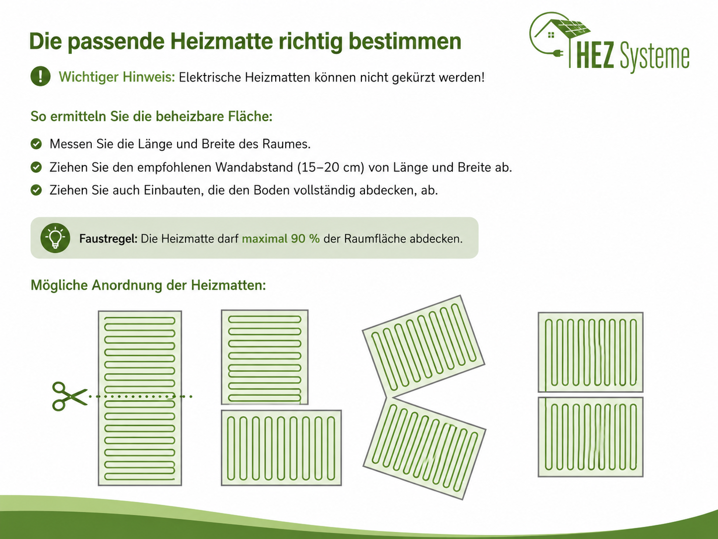 Heizmatte zuschneiden